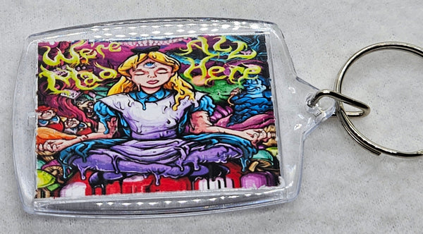 Blotter Art Keyrings Were All Mad Here Print