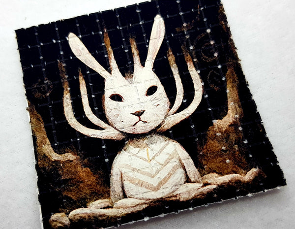 Ancient White Rabbit Mini Blotter Art - Blotter Store