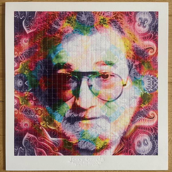 Jerry Garcia 10 Years of Tears Blotter Art by Wes Black (light) - Blotter Store