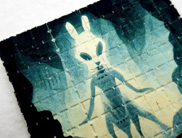 White Rabbit Abduction Mini Blotter Art - Blotter Store