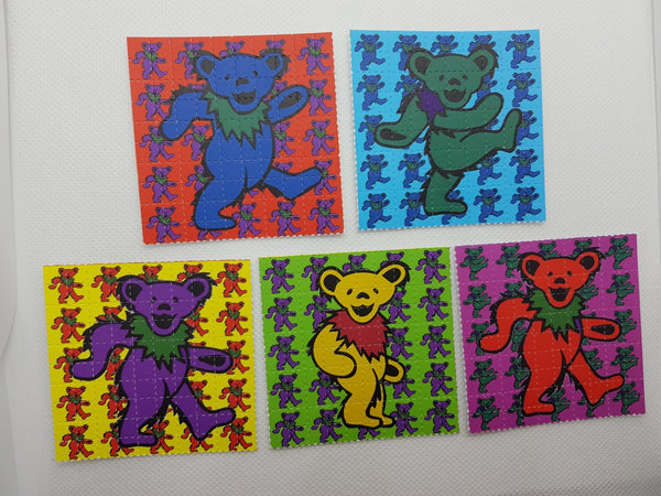 Grateful Dead Bears Mixed 100 Tab Sheet - 5 Different Colors - Blotter Store