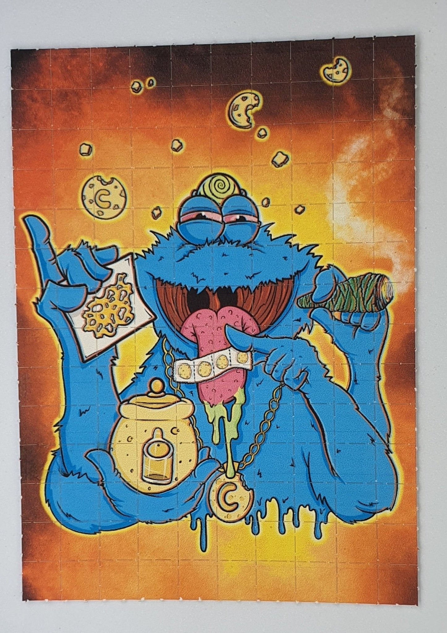 Cookie Monster Blotter Art by Russ Holmes - Blotter Store