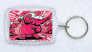 Dancing Elephants Blotter Art Keyring - Blotter Store