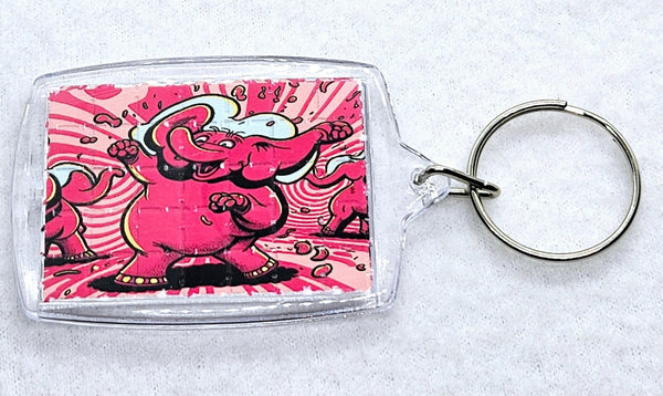 Dancing Elephants Blotter Art Keyring - Blotter Store