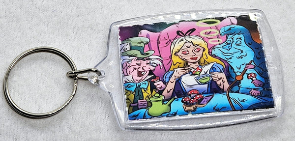 Alices Tea Party Blotter Art Keyring - Blotter Store