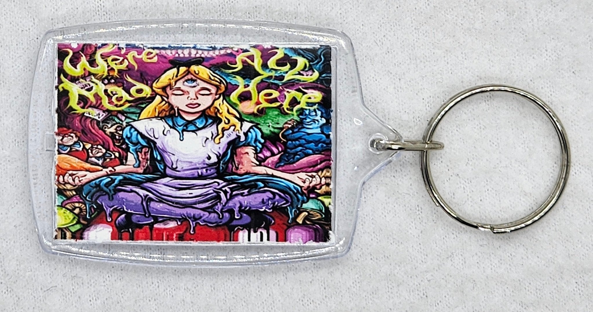 Were All Mad Here Blotter Art Keyring - Blotter Store