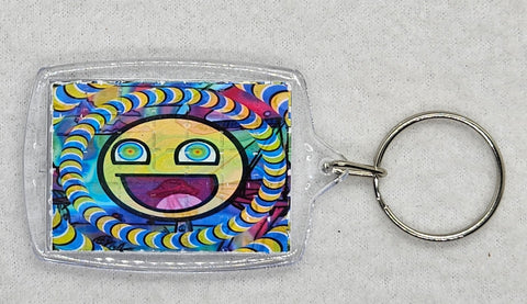 Trippy Smiley Blotter Art Keyring - Blotter Store