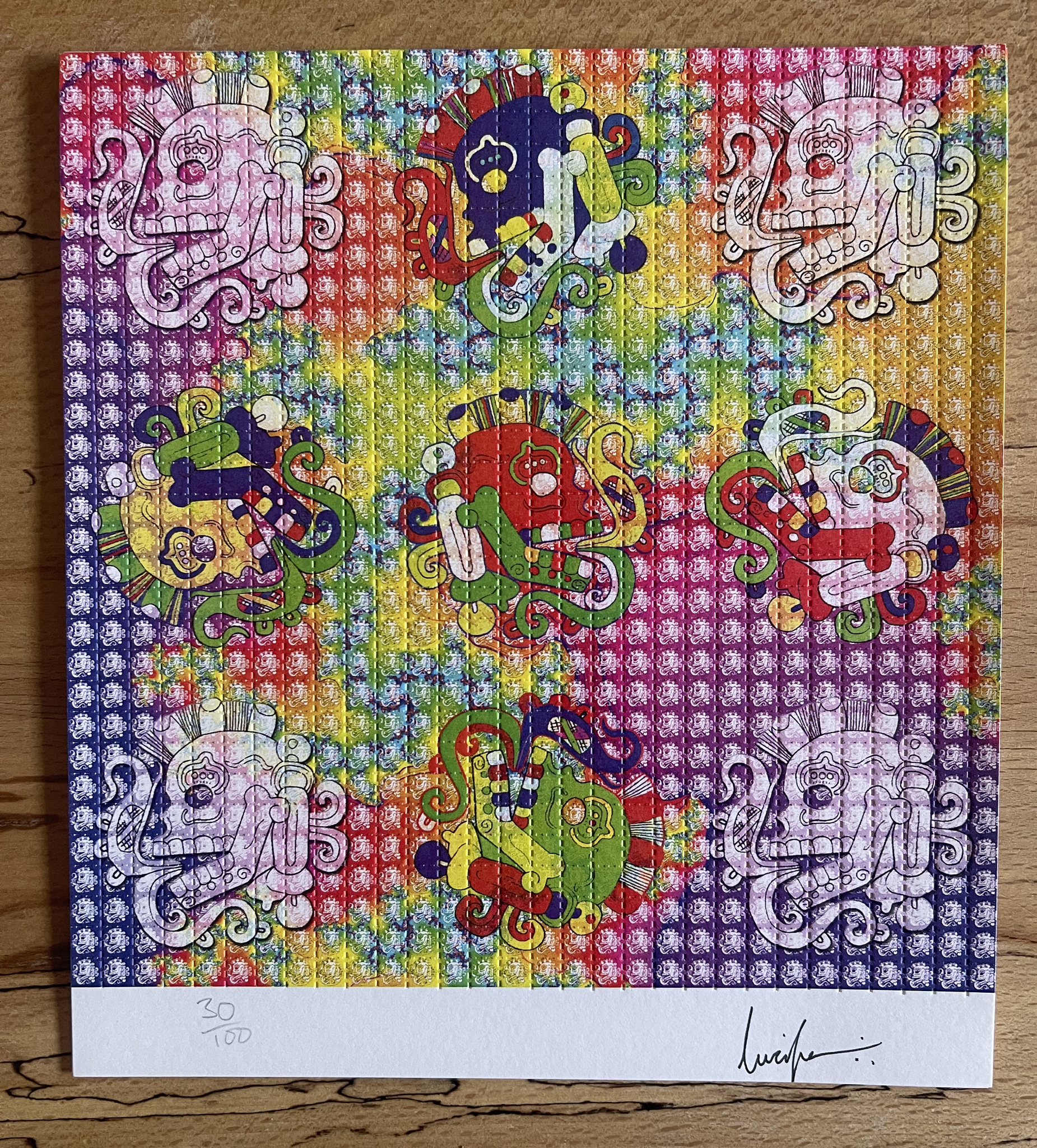 Aztecs Smoking Skulls Signed & Numbered #/100 Blotter Art