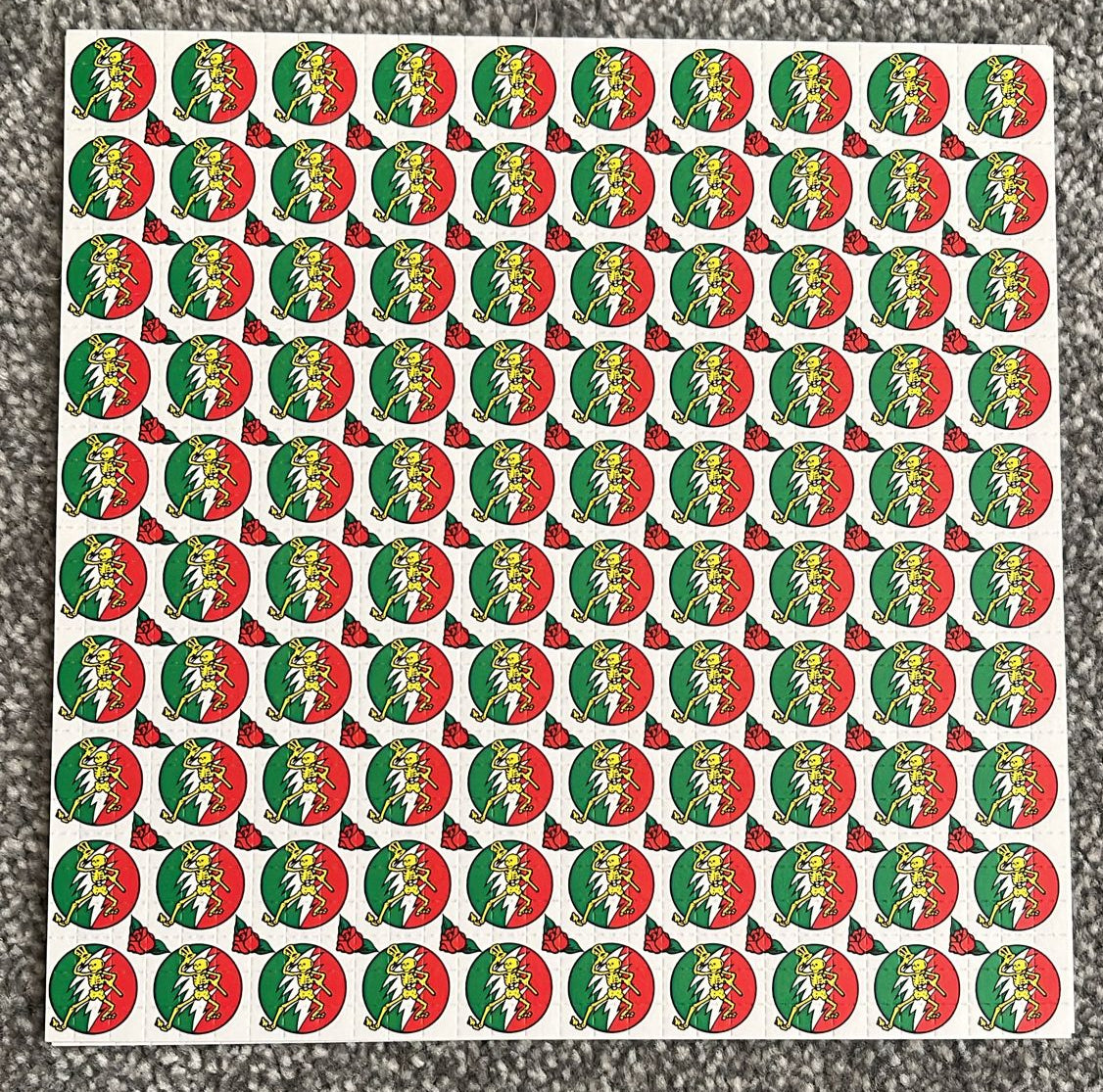 Grateful Dead Skeleton White Blotter Art - Early 2000's