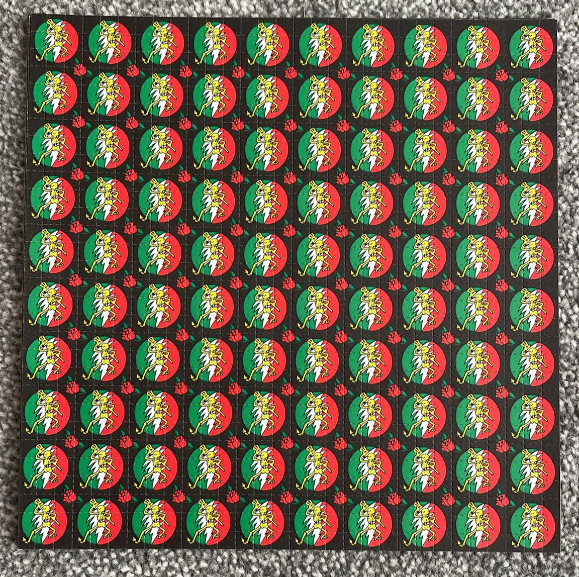 Grateful Dead Skeleton Black Blotter Art - Early 2000's