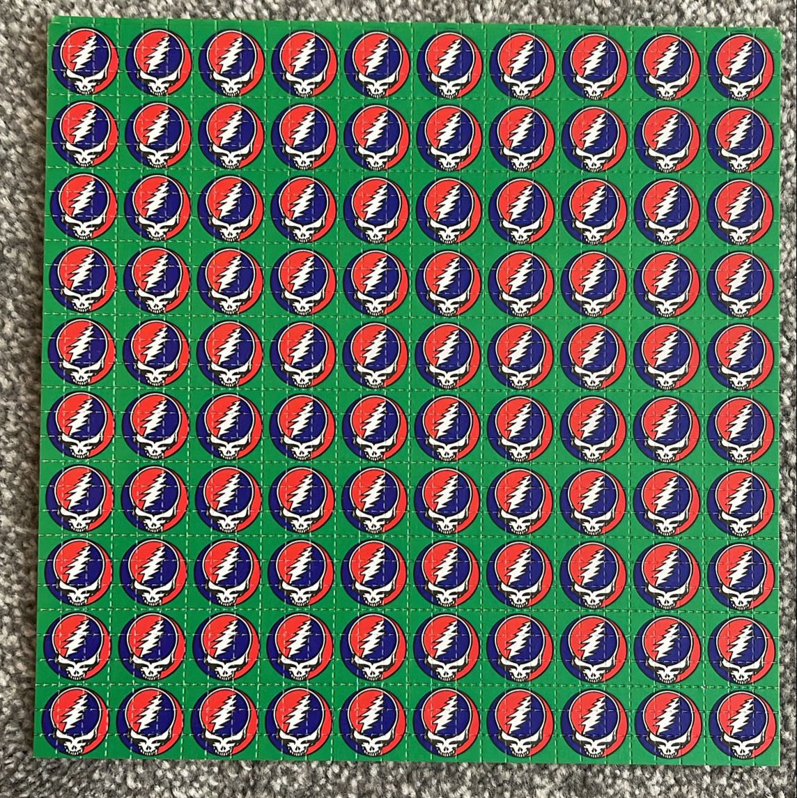 Grateful Dead Skull Green Blotter Art - Original 2006