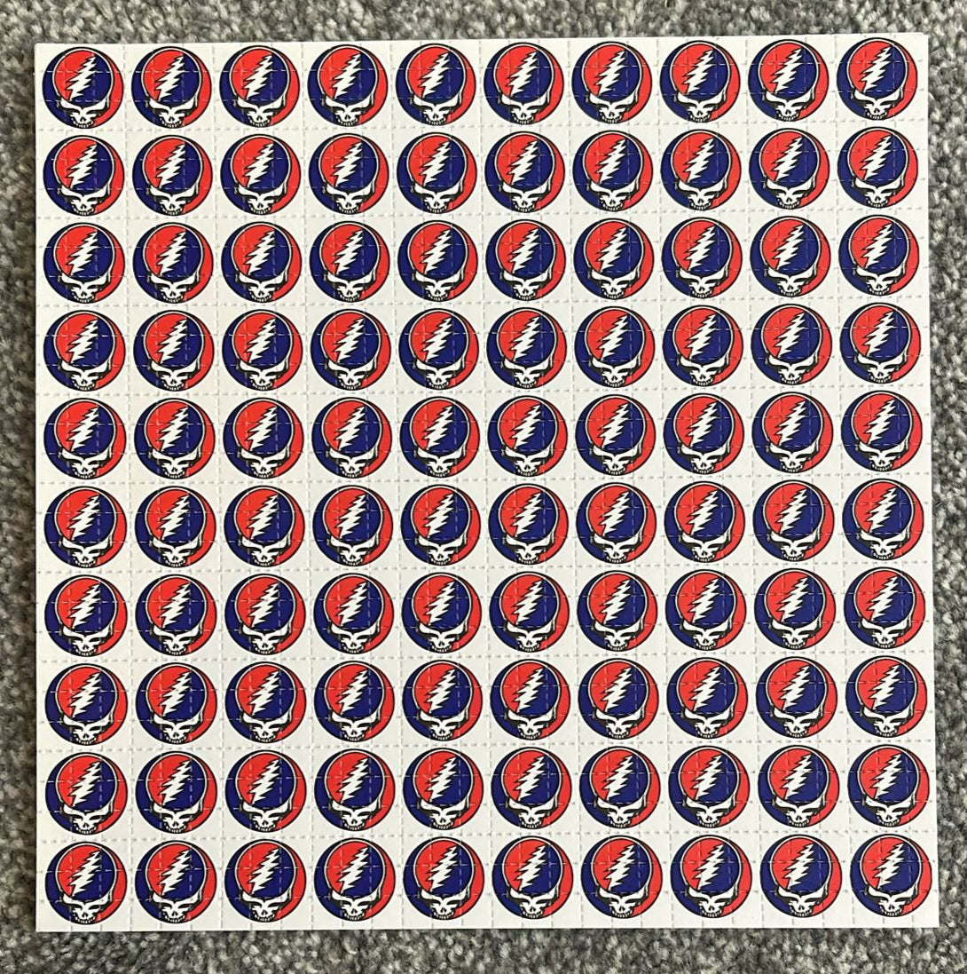 Grateful Dead Skull White Blotter Art - Original 2006