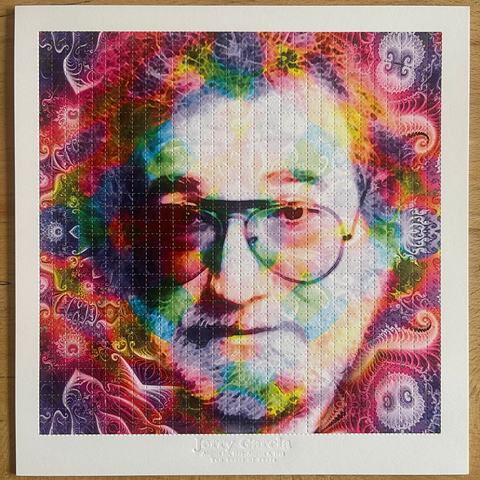 Jerry Garcia 10 Years of Tears Blotter Art by Wes Black (light)