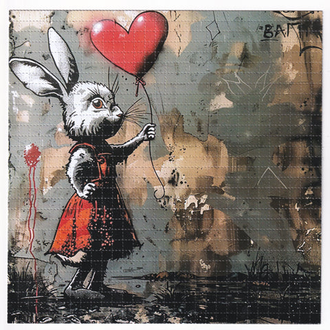 Rabbit Balloon Girl Blotter Art