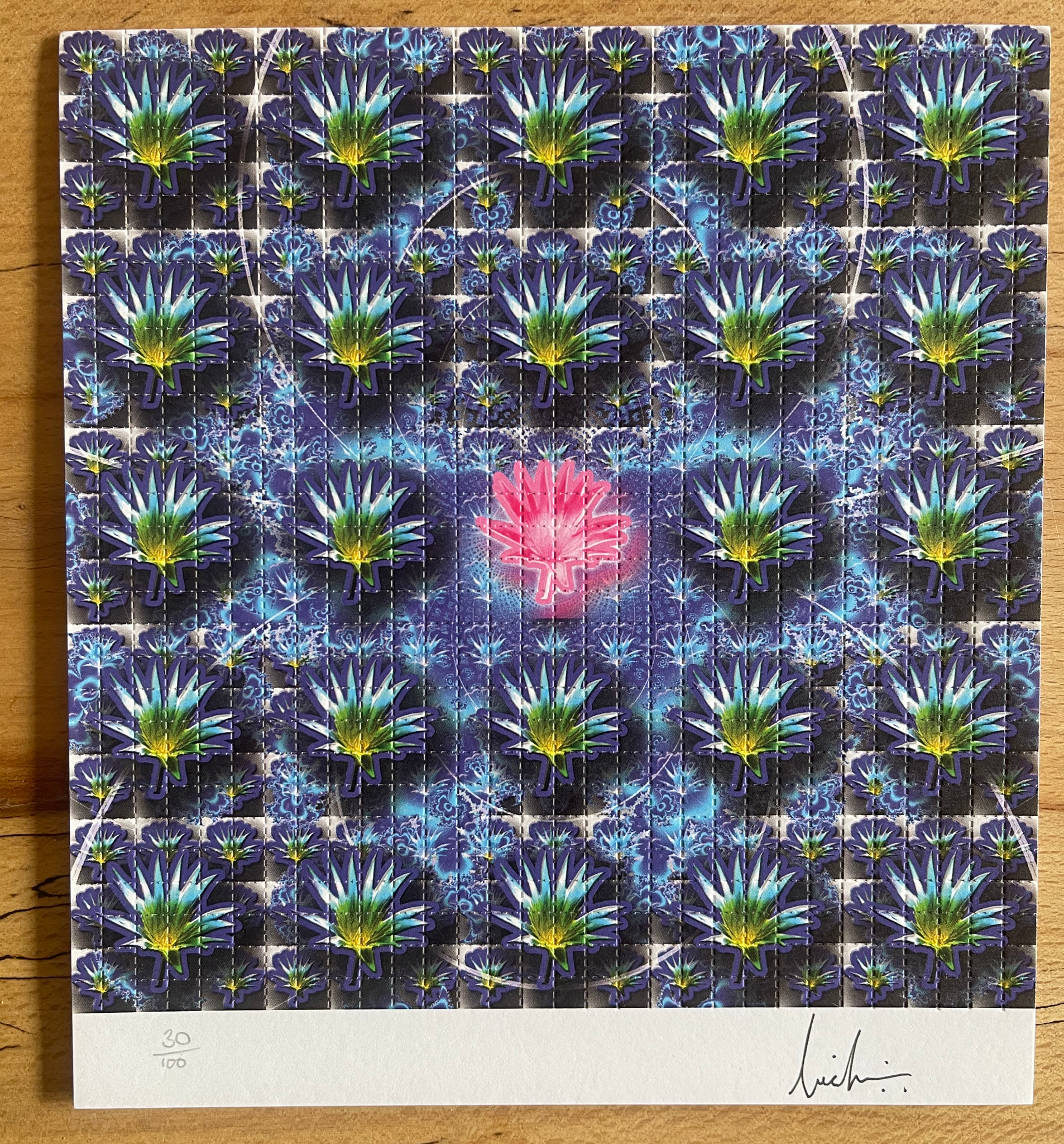 Pink Lotus by Lucifer Signed & Numbered #/100 Blotter Art