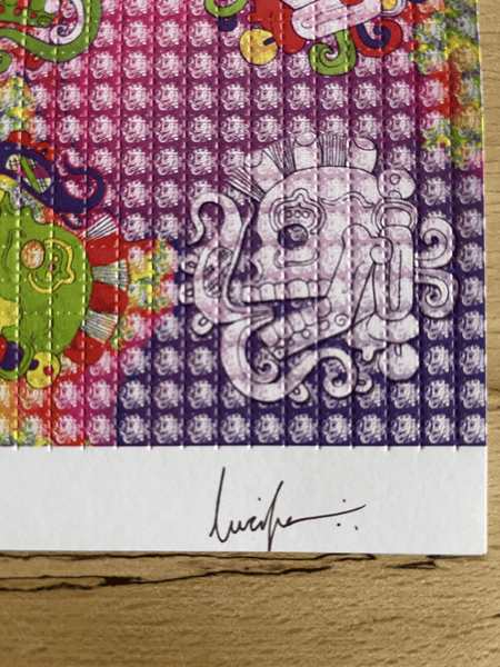 Aztecs Smoking Skulls Signed & Numbered #/100 Blotter Art - Blotter Store