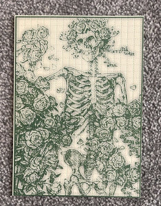 Bertha Skeleton Blotter Art by Stanley Mouse - Early 2000's - Blotter Store