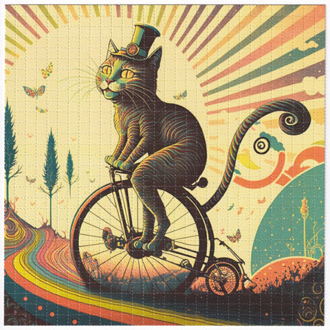 Cat On Bicycle Blotter Art