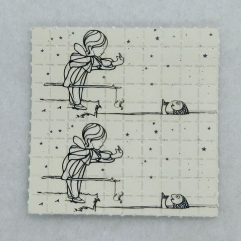Fishing Girl Mini Blotter Art - Blotter Store