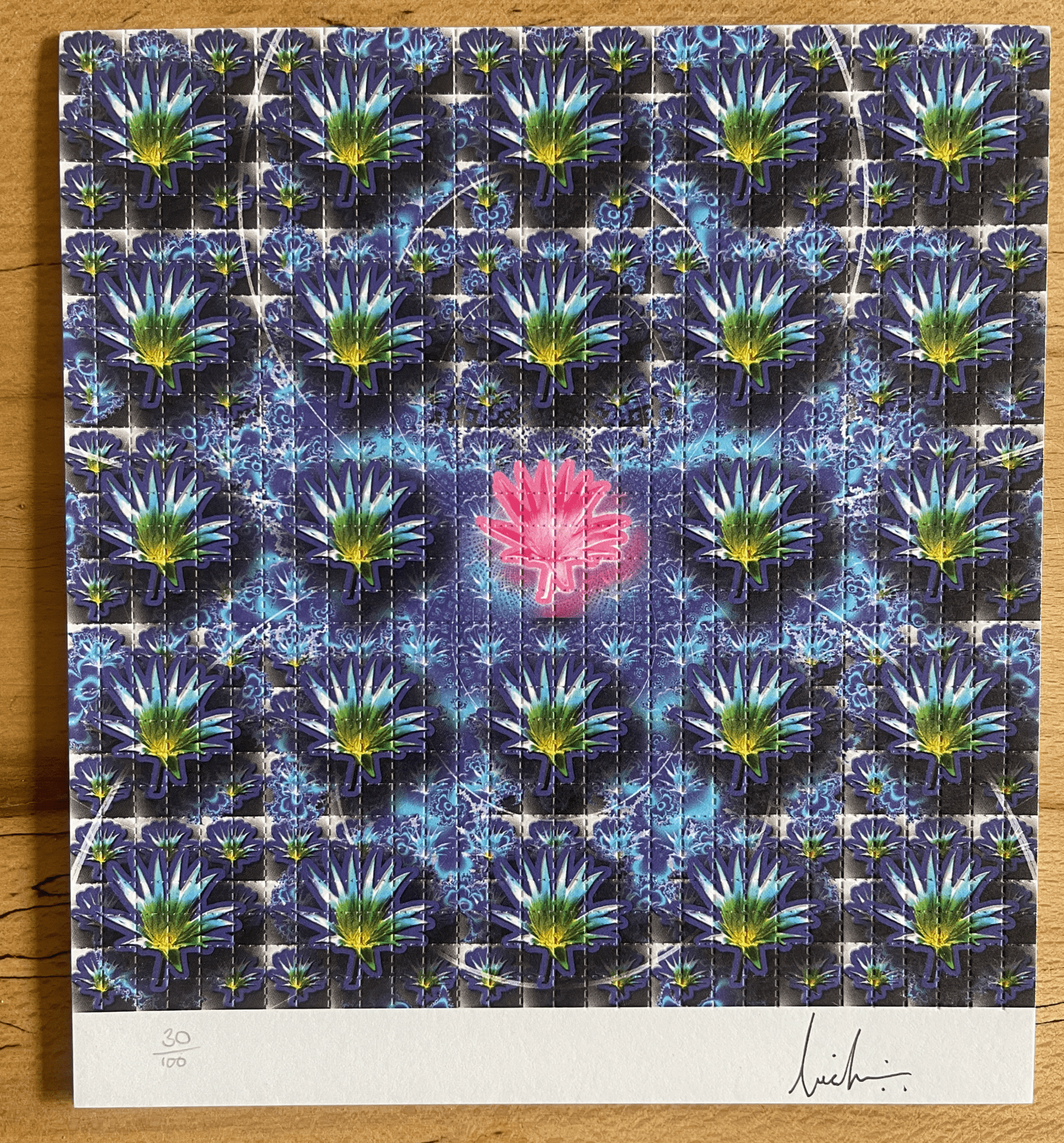Pink Lotus by Lucifer Signed & Numbered #/100 Blotter Art - Blotter Store