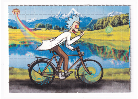 Rick & Morty Bike Day Blotter Art by Russ Holmes - #50 of 50 (2021) - Blotter Store