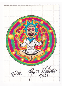 Rick Mandala Blotter Art by Russ Holmes - #4 of 100 (2021) - Blotter Store