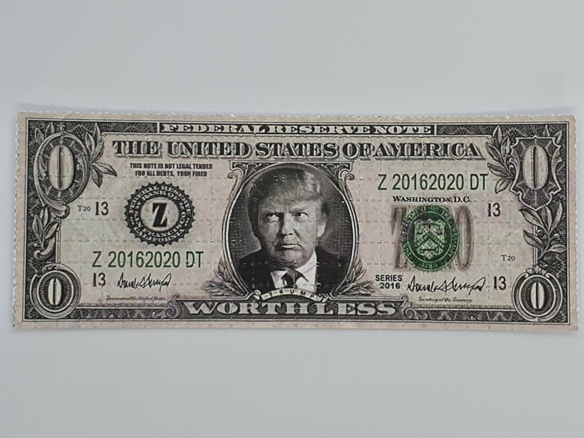 Trump $0 Bill Mini Blotter Art - Blotter Store