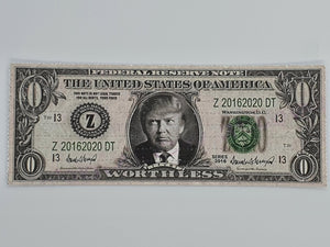 Trump $0 Bill Mini Blotter Art - Blotter Store