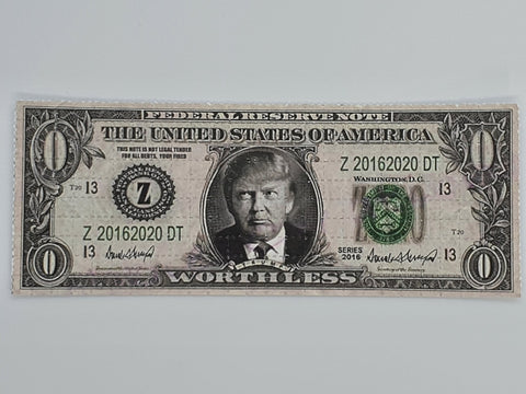 Trump $0 Bill Mini Blotter Art - Blotter Store