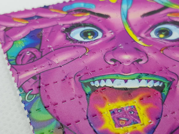 Acid Girl with tab on tongue LSD sheet Blotter art