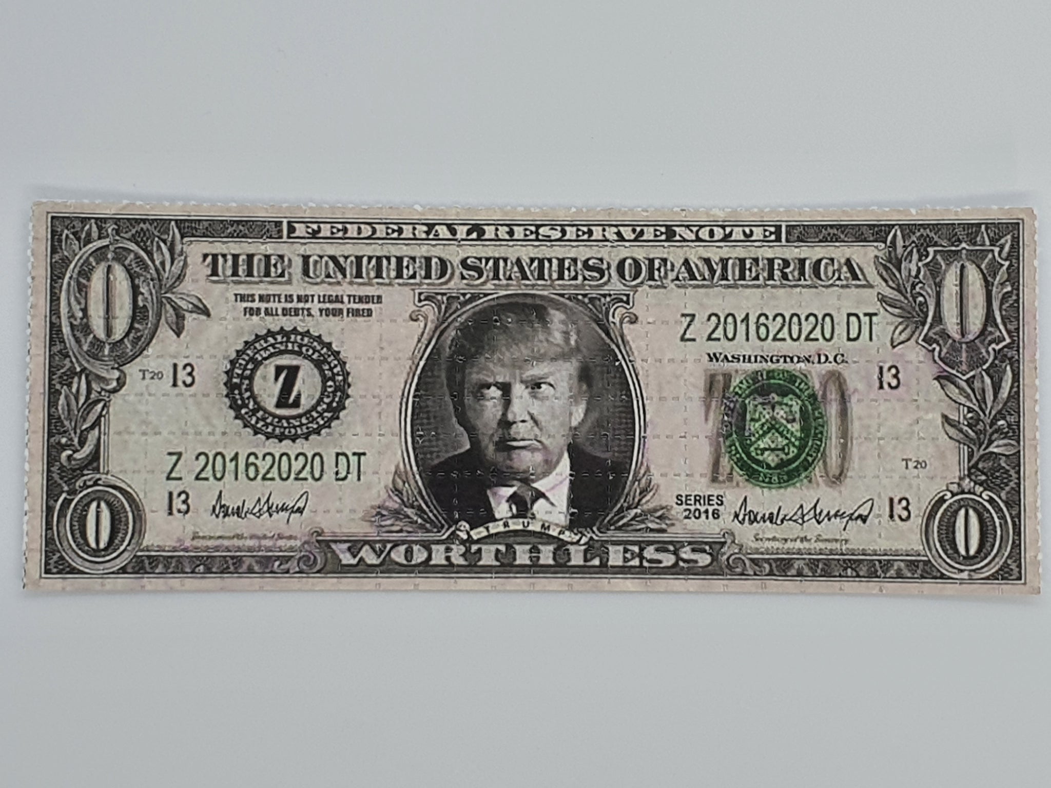 Trump $0 Bill Blotter Art