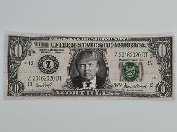 Trump $0 Bill Blotter Art