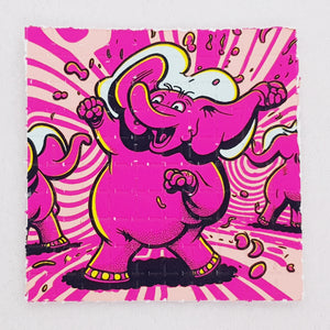 Pink Elephants on Acid Blotter Art