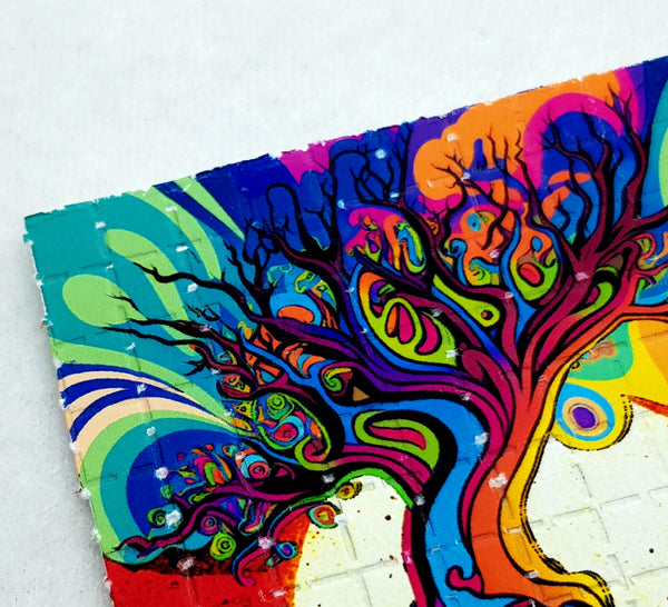psychedelic tree on acid blotter art
