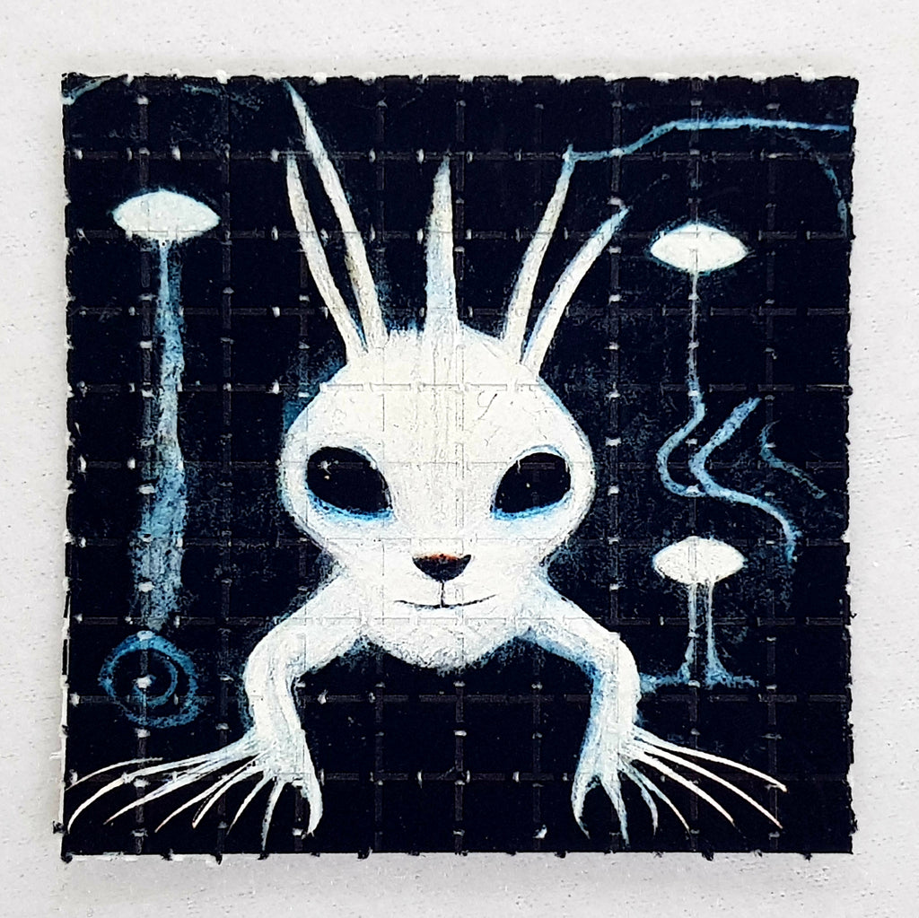 White Rabbit Alien Alien White Rabbit Blotter Art by Blotterstore.com – Blotter Store