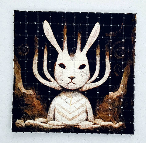 Ancient White Rabbit Mini Blotter Art - Blotter Store