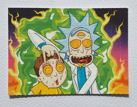Rick and Morty Blotter Art by Russ Holmes Signed / Numbered - Blotter Store